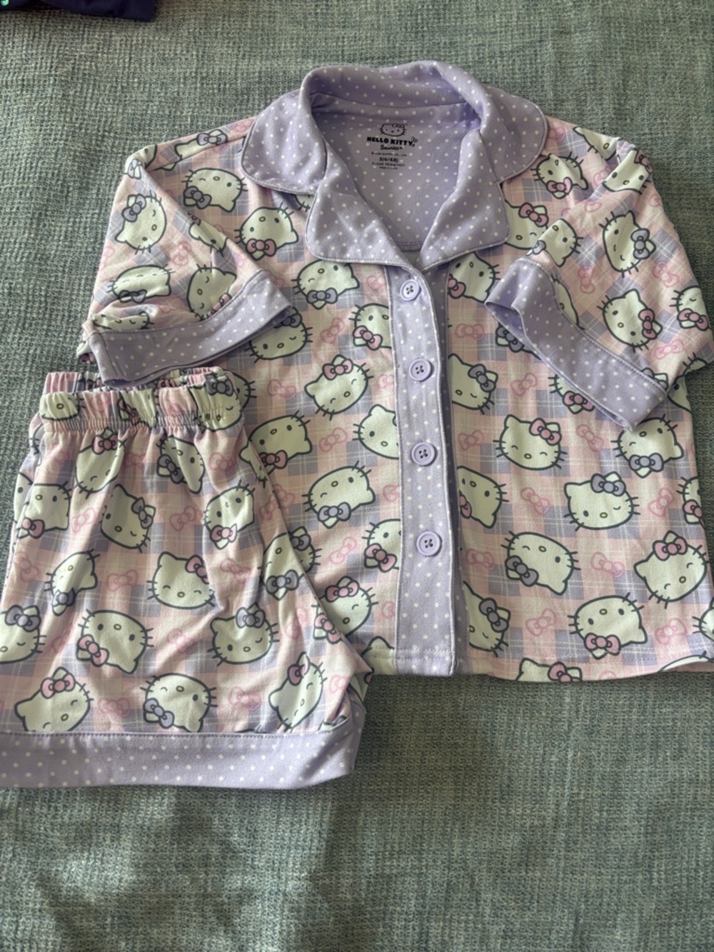 Hello Kitty Lavender and Pink Polka Dot Pajama Set